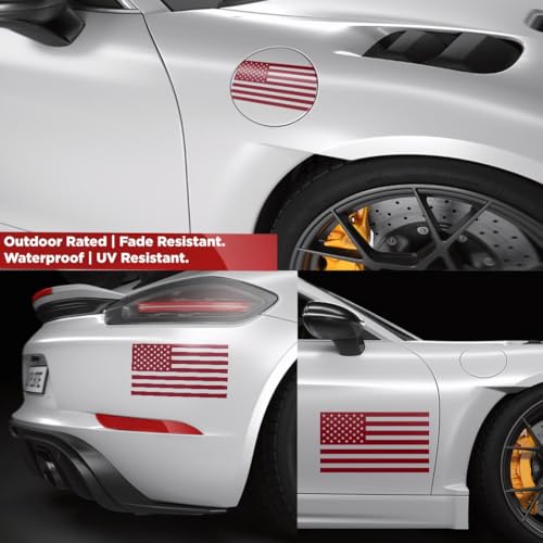 Image of American Flag Vinyl Decal USA Tactical Military Patriotic Subdued (Burgundy) (Set of 2) Premium Waterproof Vinyl Decal Stickers for Car Truck RV Helmet Bumper Window Laptop Rearview Mirror