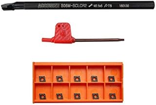 Accusize Industrial Tools 3/8 Inch x 6 Inch Right-Hand Sclcr Indexable Boring Bar with 10 Pcs Ccmt Carbide Cvd Coating Inserts, P252-S401Ins