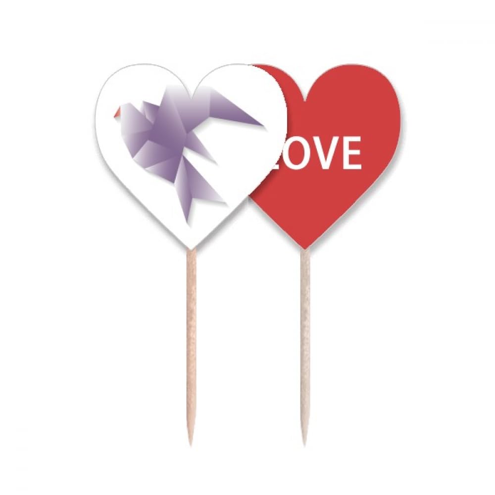 Cure-dents pigeon origami et drapeaux en cœur pour décoration de cupcakes