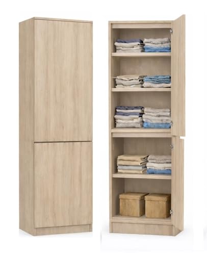 KUBUTKU Armoire multi-usages avec 2 portes et 5 compartiments - Armoire universelle pour bureau et...