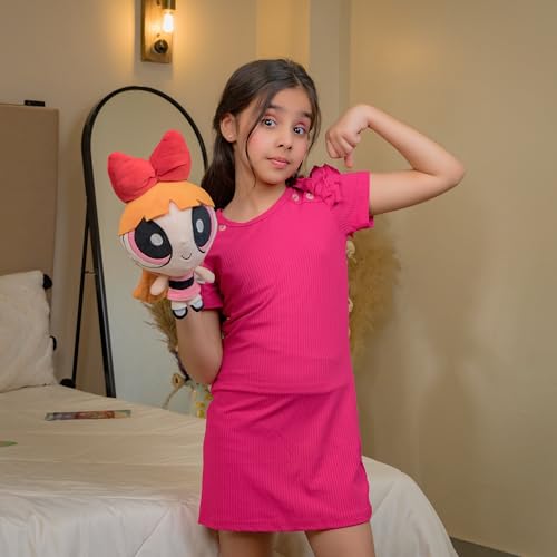 Image of Mirada Powerpuff Girls Blossom Soft Plush Toy - 28cm | Official Licensed Cartoon Stuffed Character for Kids & Girls | Super Soft, Cuddly & Huggable Plush | Ideal Gift for Birthday /Christmas /Diwali