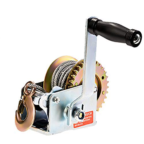 Aceshin Heavy Duty Hand Winch, 600lbs Hand Crank Strap Cable Gear Winch ATV Boat Trailer