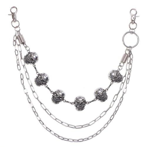 Cadena Para Pantalones Para Hombre (54 Cm) - Cadena Para Cartera Hip Hop Punk Con Calaveras - Cadena Metálica Para Vaqueros Y Llavero Para Pantalones Para Hombre Y Mujer