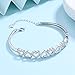 Amy and Annette 14K White Gold Plated Hearts Bangle Adjustable Bracelet with Crystals