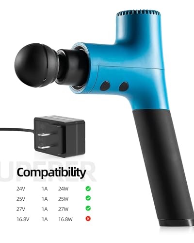 Superer 26V 24V Massage Gun Charger Fit for Vybe Pro, Lifepro Sonic, Pulse FX, M1, X, LX, Flex, Dynaflex, Dynasphere Models, Multiple Connectors, Safe & Reliable AC DC Adapter (Not for 16.8V Models)