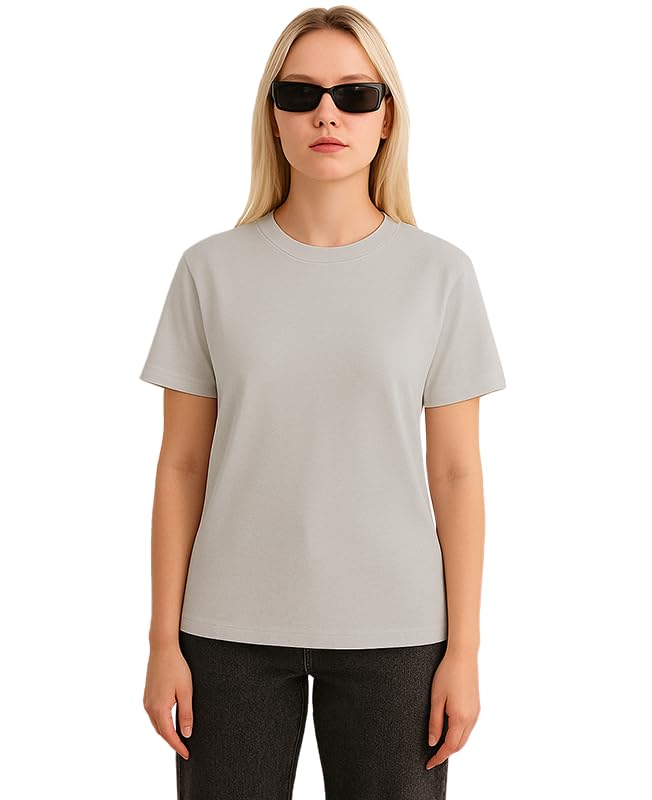 Image of Sleepynuts Women's Plain Round Neck Regular Fit Half Sleeve Cotton T Shirt