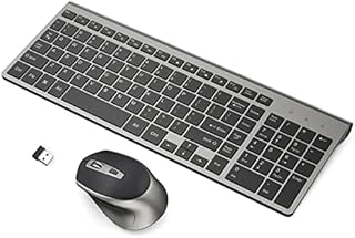 Wireless Keyboard Mouse Combo, J JOYACCESS Ergonomic and Cordless Keyboard and Mouse Set for PC,Windows, Computer, Laptop, Desktop, Chromebook,Mac-Grey