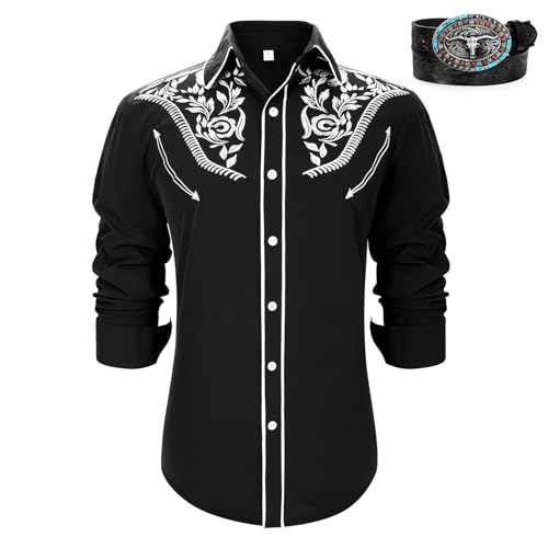 Western Cowboy Shirts and Western Genuine Leather Belt for Men