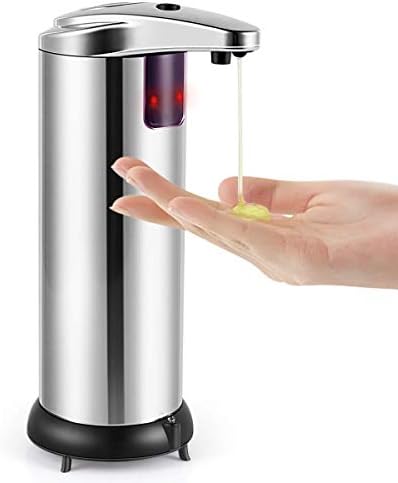 Cakie Soap Dispenser, Touchless Automatic Soap Dispenser, Infrared Motion Sensor Stainless Steel Dish Liquid Hands-Free Auto Hand Soap Dispenser, Upgraded Waterproof Base