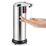 Cakie Soap Dispenser, Touchless Automatic Soap Dispenser, Infrared Motion Sensor Stainless Steel Dish Liquid Hands-Free Auto Hand Soap Dispenser, Upgraded Waterproof Base