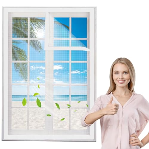 Moustiquaire Sur mesure en Fibre de Verre Ignifuge Grand Store Toile Filet Voile Film Plissée Adaptable Rigide Anti Moustique Mouche Insecte 50x125cm Blanc pour Porte Fenêtre Baie