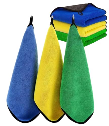 SKY-TOUCH 3pcs Microfiber Car Drying Towel for Cleaning and Detailing Double Sided Extra Thick Plush Microfiber Towel Lint Super Absorbent Detailing Towel for Car Windows Screen and Kitchen