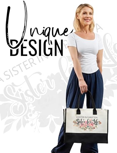 Bolso Tote Sister in Christ para mujer con cierre y correa miniatura 2