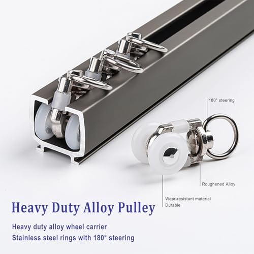 Ultra-Strong Aluminum Sliding Track System - Ceiling/Wall Mount, Clete Kit with Thickened Mute Strip for Sound & Noise Reduction, Gray, Ideal for Heavy Curtains
