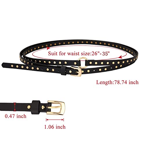 Ayliss Women Punk Leather Belt Skinny Studded Thin Waist Belt Casual Rivet Jean Pants Rock Metal Belts2