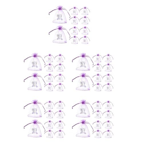 LOGOFUN 50PCS Lavender Sachet Bags Lavender Mesh Gauze Bags Dried Flower Mesh Drawstring Pouches for Wedding Home Supplies - Dark Purple