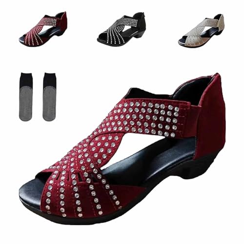 Yeesam GlowStep Orthopedic Low Heel Cut-Out Sandals, Lustre and Glow Orthopedic Sandals for Women, Arch Support, Non-Slip Shoes