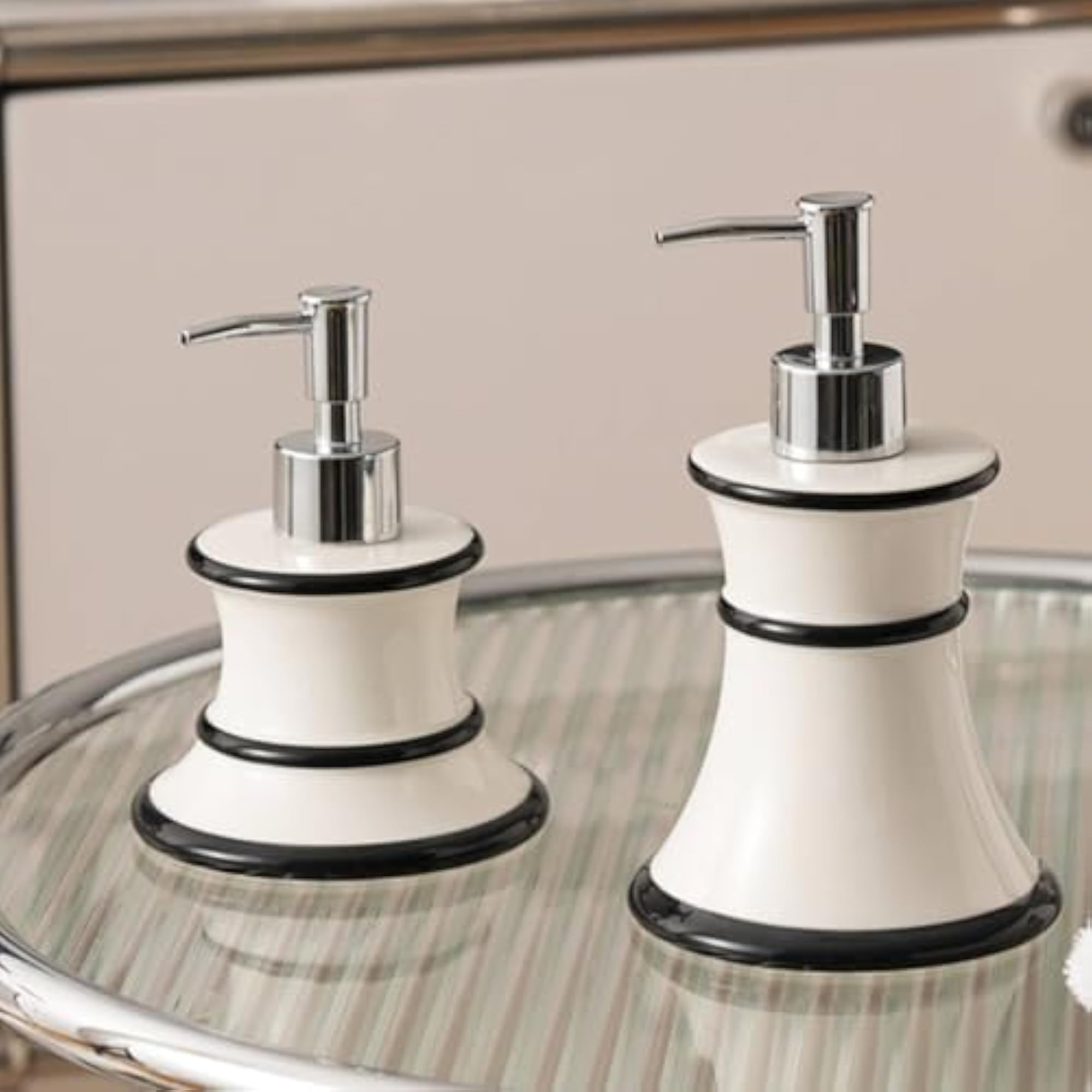 Waist-Shaped Ceramic Lotion Bottle, Glossy White