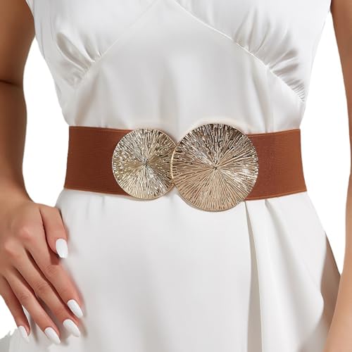 Elastic Waist Belt 6cm Wide Fashionable Buckle Decor Sash Adjustable Stretchy Belt for Women Dresses Jeans Trousers4