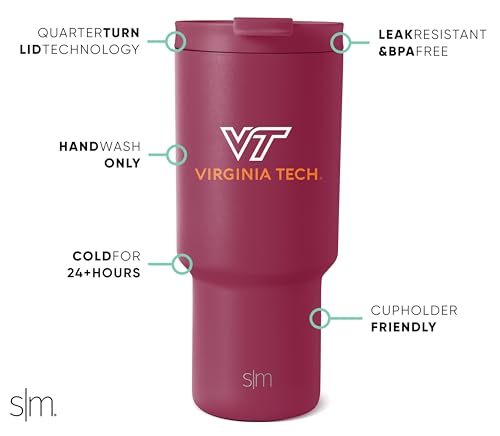 Image of Simple Modern Virginia Tech Hokies Tumbler with Straw | 30oz | Collegiate