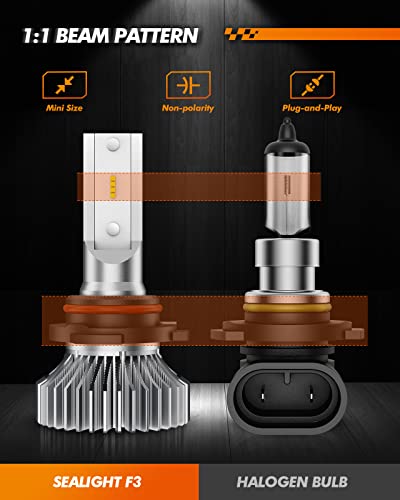 Image of SEALIGHT 9006 Fog Light Bulbs, 400% Brightness 9006 HB4 Fog Lights LED Bulb, 6000K White 9006 Fog Lights for Car, 50,000 HRS Lifespan Replacement Fog Light Bulbs, IP68 Waterproof, Pack of 2