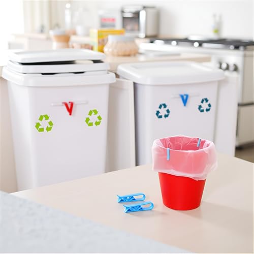 Mülltonnen-Clips, Kunststoff, rutschfest, für Mülleimer und Mülleimer, Blau, 10 Stück