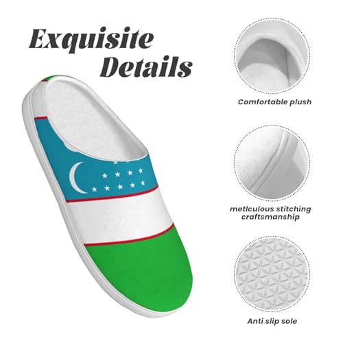 Cozy Flag of the Republic of Uzbekistan print Slippers Indoor and Outdoor Fuzzy House Shoes Anti-Skid Sole Gifts for Women Indoor Scuff4