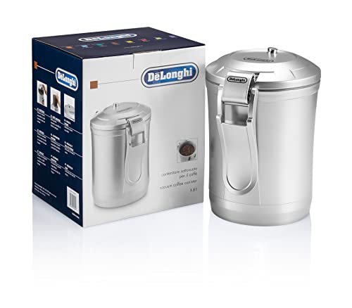 De'Longhi Vacuum Canister, Contenitore Sottovuoto Per Conservare Caffè, Accessori Caffè Per Chicchi Di Caffè, Caffè Macinato, Capacità 1500 Ml, Dlsc06