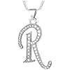 U7 Alphabet Letter Pendant Platinum Plated Chain Full CZ A-Z Name Jewelry Trendy Initial R Necklace for Women Men