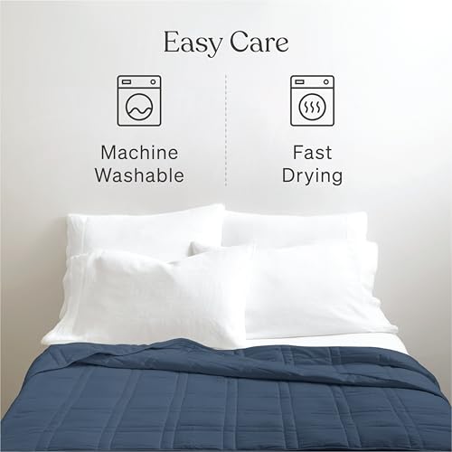 Baloo Weighted Blanket for Adults 20 lb (Navy Blue, 60"x80") | Cool & 100% Cotton | Machine Washable & Dryer Safe | Glass Microbead Fill - Image 6