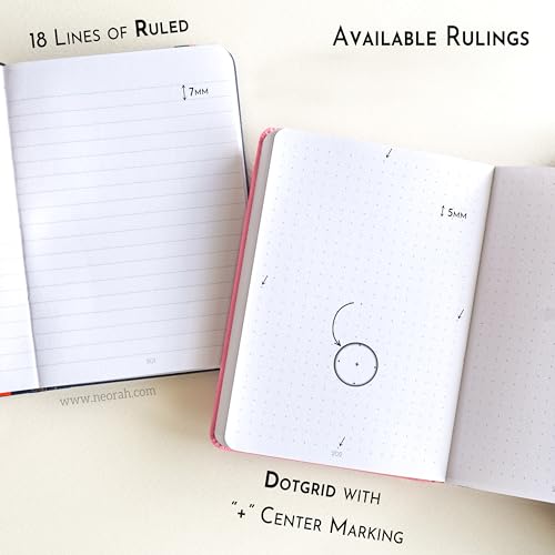 Image of NEORAH -A6 DOTTED | 368 Pages - 110 Gsm | PAGE A DAY JOURNAL (14.8 X 10.5 cm)-Hardcover Dot Grid Notebook |Back Pocket |3 Silk Book Mark - Completely HANDMADE for Journaling,writing - PINK