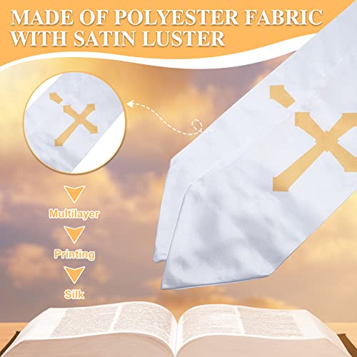 Wesiti 6 Pcs Clergy Stole White Church Confirmation Stole Pastor with Embroidered Cross Graduation Priest for Men Women Costume Wedding — view 2