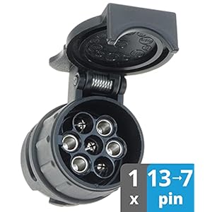 valonic aanhanger adapter – 13 naar 7 polig, zwart – auto naar aanhanger, adapter voor auto, auto en vrachtwagen – kort, aanhangwagenkoppeling, adapterstuk