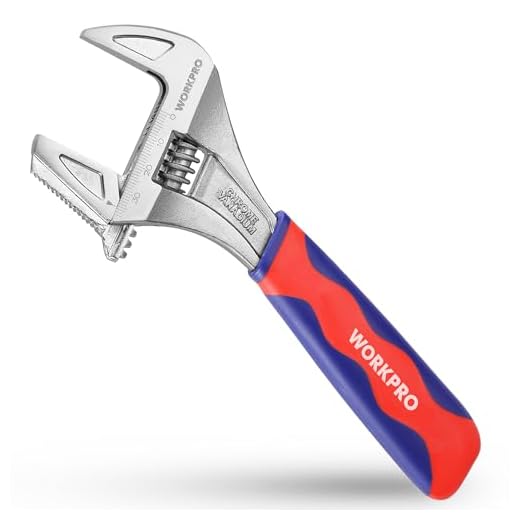 WORKPRO 2 IN 1 Schraubenschlüssel verstellbar Rohrzange & Rollgabelschlüssel Einmaulschlüssel aus Chrom-Vanadium Stahl mit Gummigriff – Länge: 200 mm （max. 42mm Maulweite）