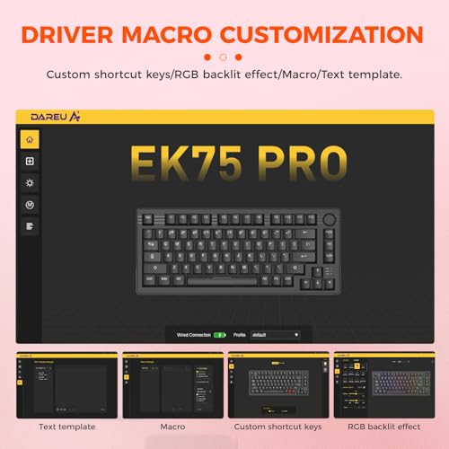 DAREU EK75PRO Sakura Pink Teclado Gaming Rosa,75% RGB Hot-Swappable Teclado mecánico cremoso con Perilla,2.4Ghz/BT5.1/USB-C, Montaje de Junta, PBT Keycaps, Linear Dream Switch para Win/Mac - imagen 9