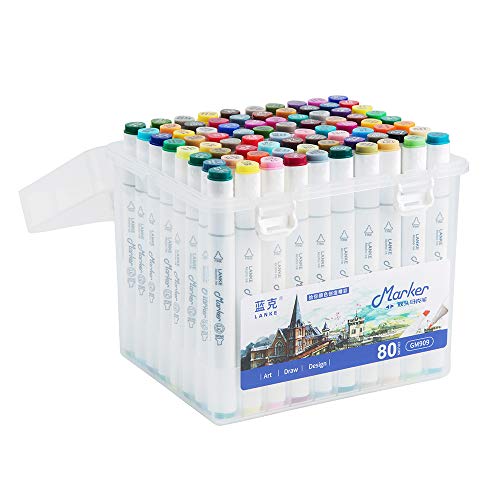 80 Art Markers Dual Tip Pens by Cyper Top, Alcohol-Based Drawing Markers Set for Adults, Kids, and Artists, Permanent Markers for Coloring book, Sketching, Highlighting and Illustration