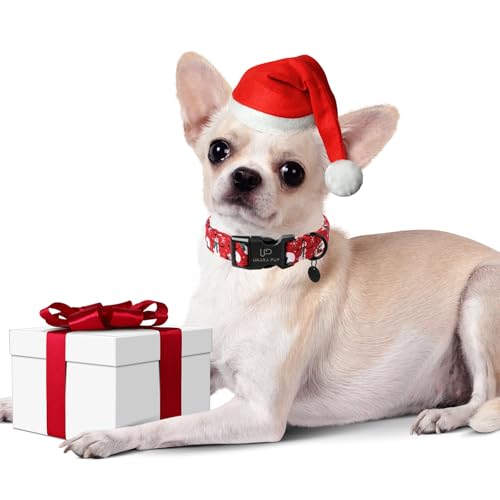 Image of Red Christmas Dog Collar, Cute Snowman Christmas Collar with Quick Release, Comfortable Cotton Dog Collars for Puppy Girl Boy Dogs