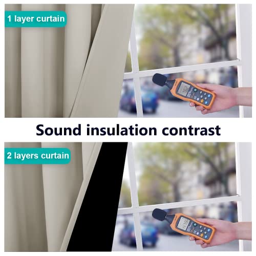 Nicetown 100% Blackout Window Curtain Panels, Heat And Full Light Blocking Drapes With Black Liner For Nursery, 84 Inches Drop Thermal Insulated Draperies (Natural, 2 Pieces, 52 Inches Wide Per Panel) #TOP3