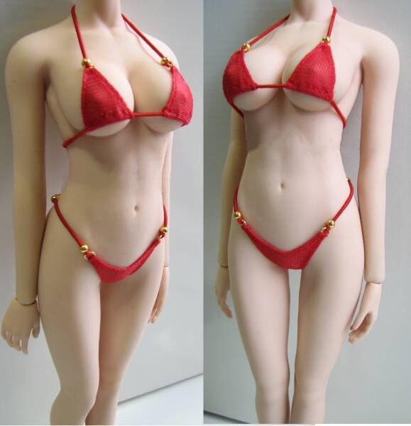 Ensemble bikini 1/6 de haute précision sous-vêtement rouge miniature