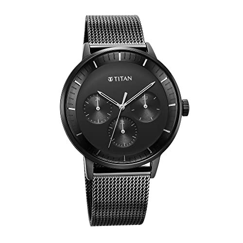 Titan Modern Classics Black Dial Quartz Multifunction Stainless Steel Strap Watch for Men-NS94006NM01 - Image 2
