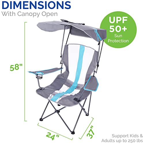 Kelsyus Original Foldable Canopy Chair For Camping, Tailgates, And Outdoor Events, Grey/Light Blue #TOP2