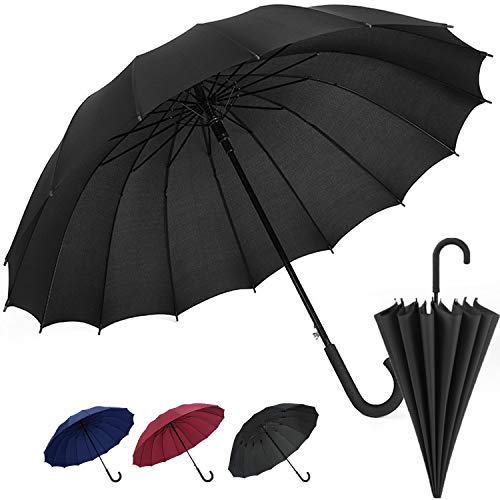 長傘 NIJIAKIN 16本骨 紳士傘 メンズ レディース ワンタッチ 丈夫 撥水 耐風 210T高強度グラスファイバー 梅雨対策 (Blacker) 長傘 NIJIAKIN 16本骨 紳士傘 メンズ レディース ワンタッチ 丈夫 撥水 耐風 210T高強度グラスファイバー 梅雨対策 (Blacker)