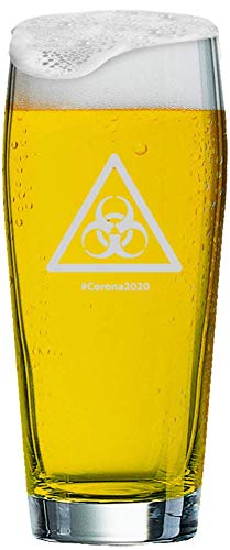 MeinGlas GmbH Vaso de cerveza con grabado de [nombre] + logotipo, 0,5 litros de cerveza Willi con diseño (Corona) y un nombre de su elección como grabado (motivo 14)