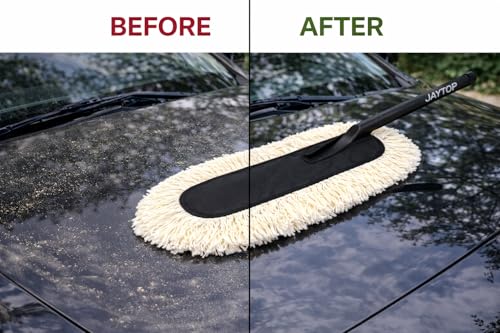 Image of JAYTOP DUST-Bust Car Duster Microfiber Brush || Lint-Free & Scratch-Free Car Cleaner Brush with Long Handle with Ceramic Wax Infused || car Accessories 2026 || Effortless Cleaning