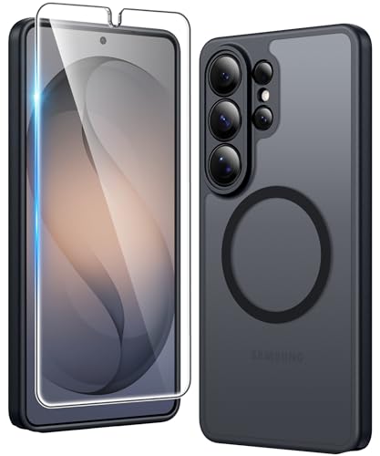 Image of FNTCASE for Samsung Galaxy S26-Ultra Case: Matte Magnetic Translucent Phone Cases with Screen Protector Lens Protection Compatible with Magsafe Rugged Protective Cell Cover (Frosted Black Magnetic)