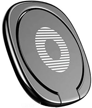 Black Cell Phone Ring Holder Stand, 360 Degree Rotation Finger Ring with Polished Metal Phone Grip for Magnetic Car Mount Compatible with iPhone, Samsung, LG, Sony, HTC and More,Round 360