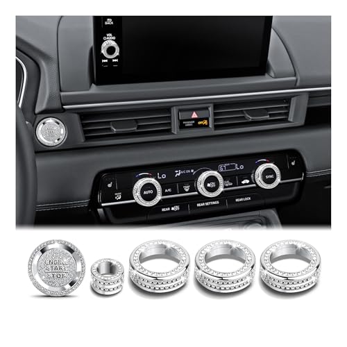 DvlynAuroa for Honda Pilot 2023-2025 Accessories 6pcs Premium Alloy Knob Cover Trim Kit (Bling) Fits Push Start Start, AC Climate & Volume Control. Interior Upgrade & Knob Protection