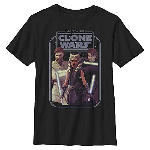 T-shirt Star Wars Clone Wars garçon noir taille S en coton imprimé