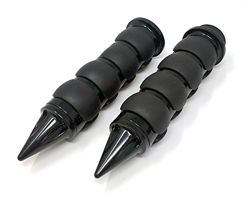 MMG Powersports Spiked Handlebar Grips 7/8 inches (22mm) Non Slip Hand Grips for All Motorcycles Cruisers Choppers Street Harley, Billet Aluminum All Black Finish - Thumbnail 2