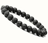 Pulsera Difusora de Aceites Esenciales, Piedras Volcánicas Negras, Diseño Ajustable para Aromaterapia